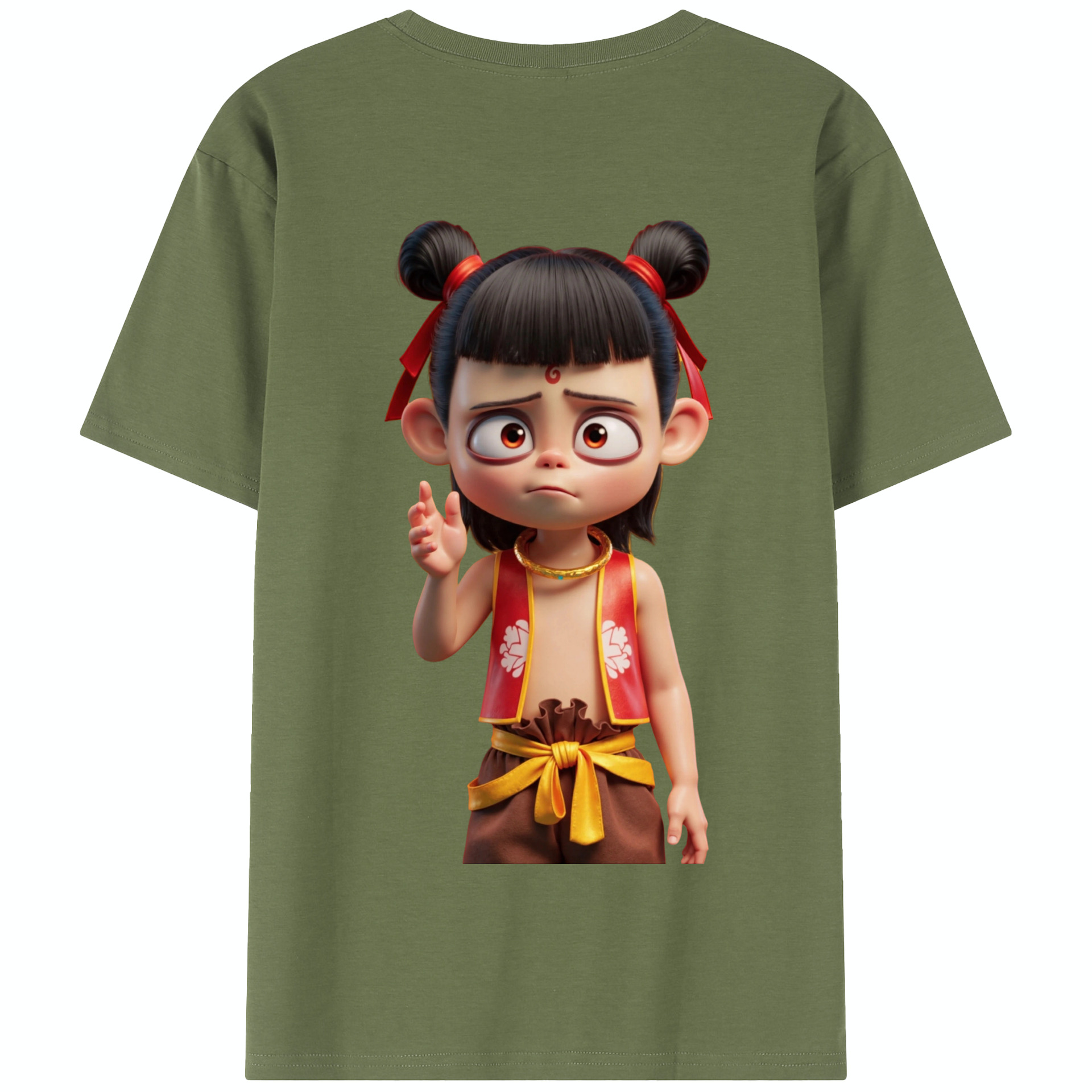 （画像用） Ne Zha 2 ナタ 魔童の大暴れ 綿100％半袖Tシャツ（背面プリント）